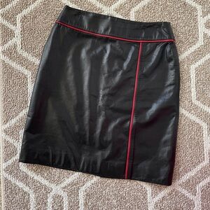 Genuine leather black pencil skirt
